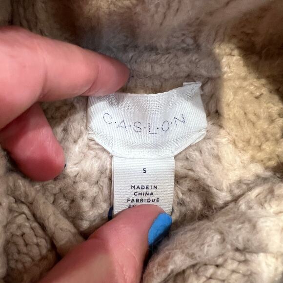 CASLON Women's Chunky Cable Knit Turtleneck Sweater Size S In Beige - Picture 6 of 8